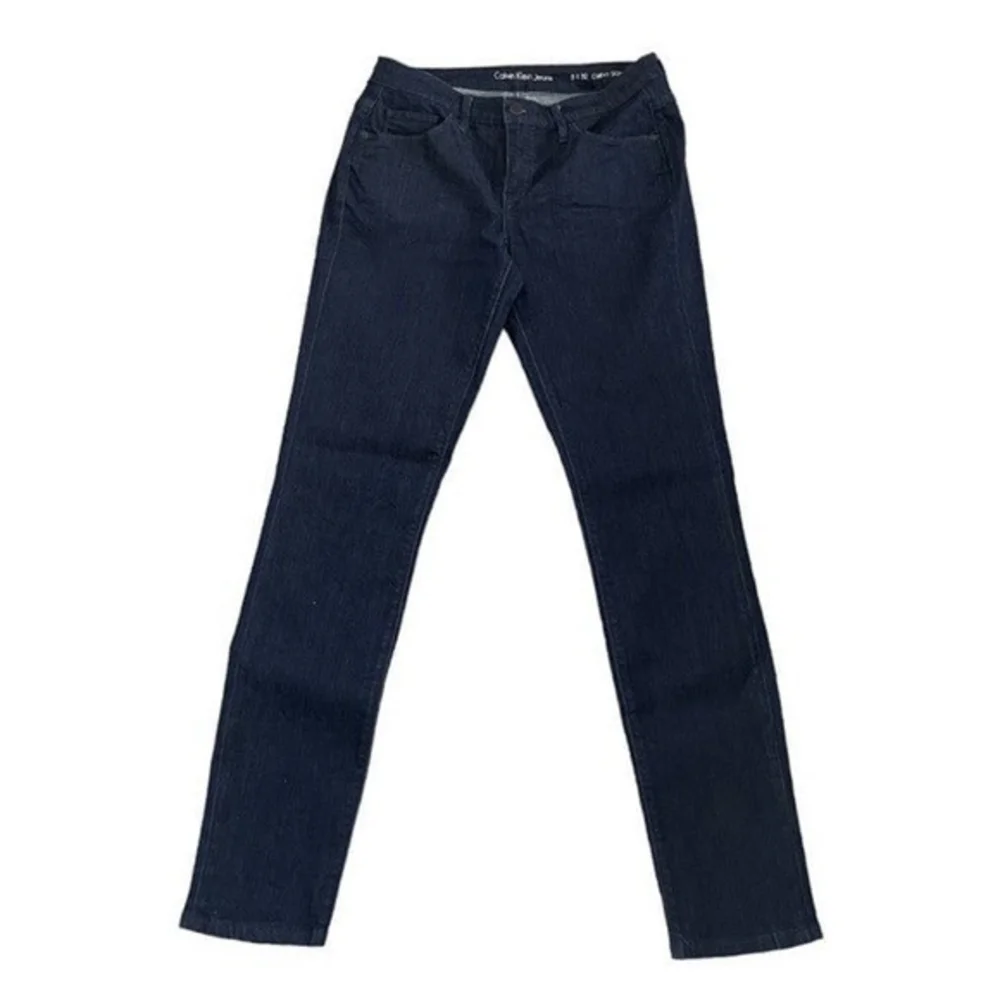 Calvin Klein Womens Dark Blue Curvy Skinny Jeans 8x32 Mid Rise Stretch Denim EXC - Picture 4 of 7